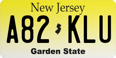 NJ license plate A82KLU