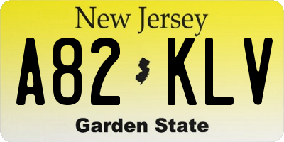 NJ license plate A82KLV