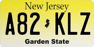 NJ license plate A82KLZ