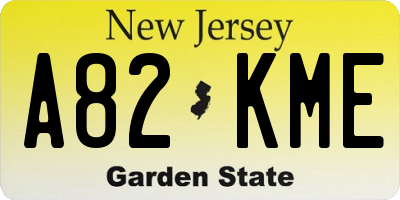 NJ license plate A82KME