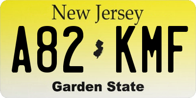 NJ license plate A82KMF