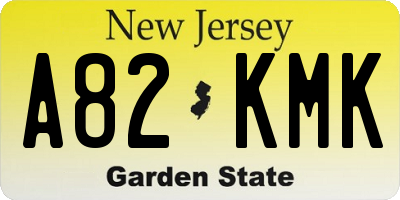 NJ license plate A82KMK