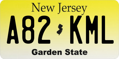 NJ license plate A82KML