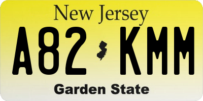 NJ license plate A82KMM