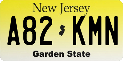 NJ license plate A82KMN