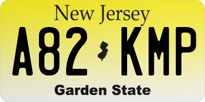 NJ license plate A82KMP