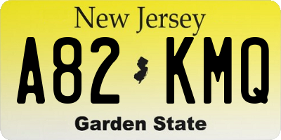 NJ license plate A82KMQ