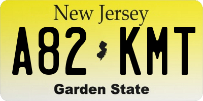 NJ license plate A82KMT