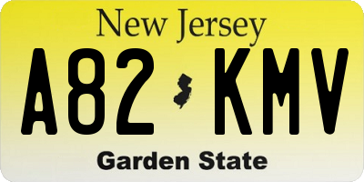 NJ license plate A82KMV