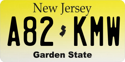 NJ license plate A82KMW