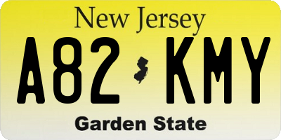 NJ license plate A82KMY