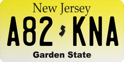 NJ license plate A82KNA