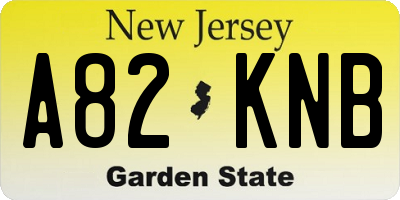 NJ license plate A82KNB