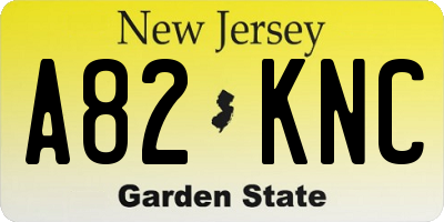 NJ license plate A82KNC