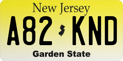NJ license plate A82KND