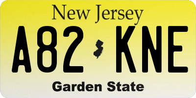NJ license plate A82KNE