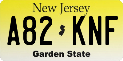 NJ license plate A82KNF