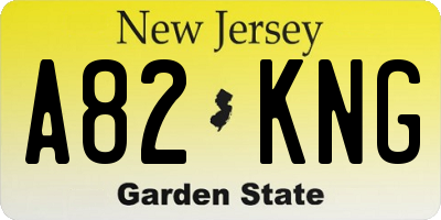 NJ license plate A82KNG