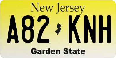NJ license plate A82KNH