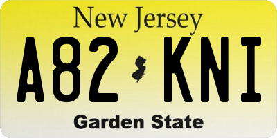 NJ license plate A82KNI