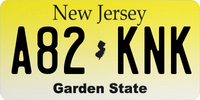 NJ license plate A82KNK