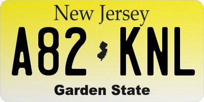 NJ license plate A82KNL