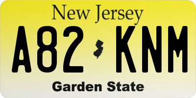 NJ license plate A82KNM