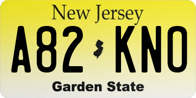 NJ license plate A82KNO