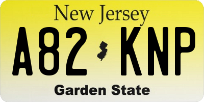 NJ license plate A82KNP