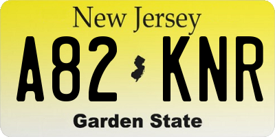 NJ license plate A82KNR