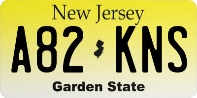 NJ license plate A82KNS