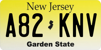 NJ license plate A82KNV