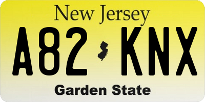 NJ license plate A82KNX
