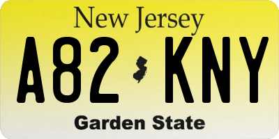 NJ license plate A82KNY