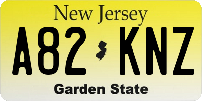 NJ license plate A82KNZ