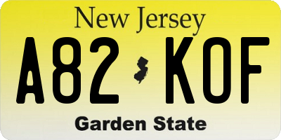 NJ license plate A82KOF