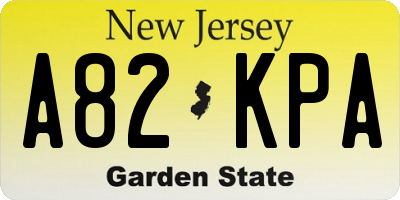 NJ license plate A82KPA
