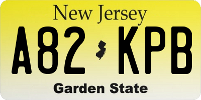 NJ license plate A82KPB