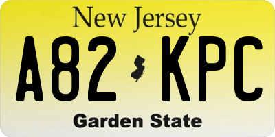 NJ license plate A82KPC