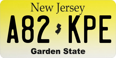 NJ license plate A82KPE