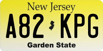 NJ license plate A82KPG