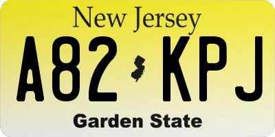 NJ license plate A82KPJ