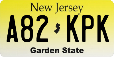 NJ license plate A82KPK