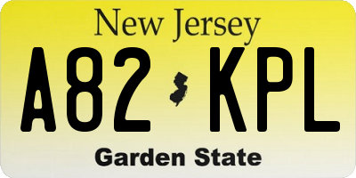 NJ license plate A82KPL