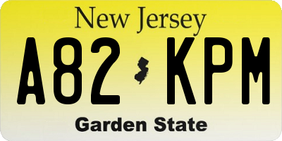 NJ license plate A82KPM