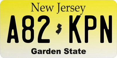 NJ license plate A82KPN