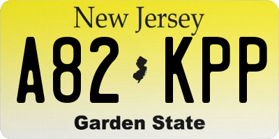 NJ license plate A82KPP
