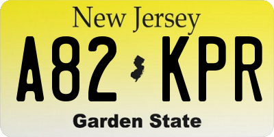 NJ license plate A82KPR