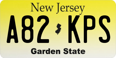 NJ license plate A82KPS
