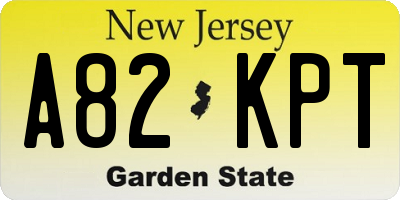NJ license plate A82KPT